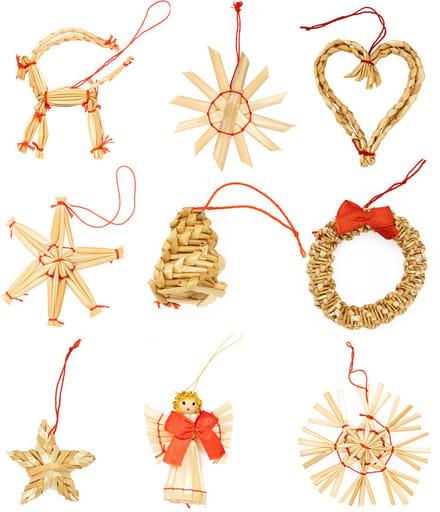 Springos Kerstboomversiering | 27 Stuks | Stro | Bruin