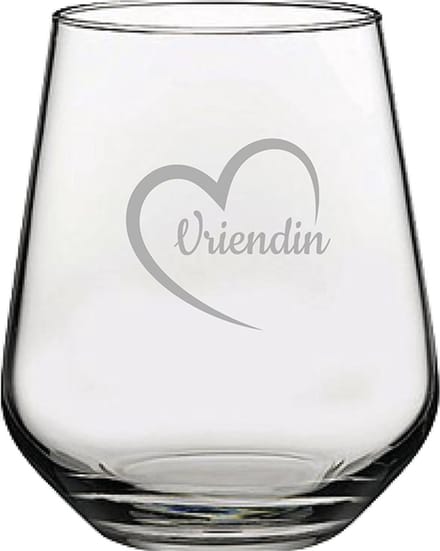 Gegraveerde Drinkglas 42,5cl Vriendin met hartje