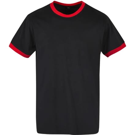 Build your Brand Men´s Ringer Tee BYBB022 - Black/City Red - 4XL