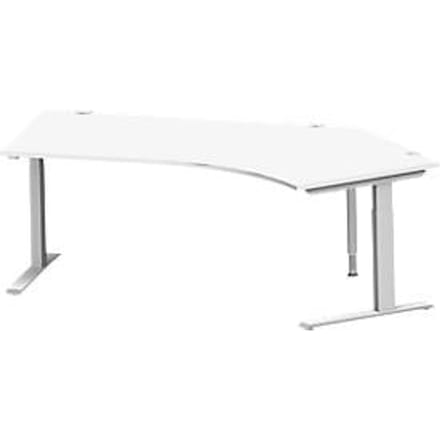 Schäfer Shop Genius schuin bureau MODENA FLEX 135°, bevestiging rechts, C-voet rechthoekige buis, B 2165 mm, wit/wit