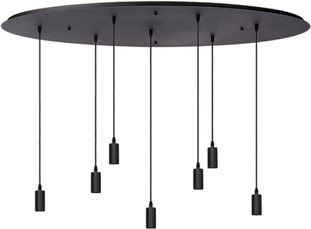 Atmooz Yoki 7 Hanglamp – 125x55 cm – Zwart – 7 Pendels – E27 – Ovale Plafondplaat – Designlamp