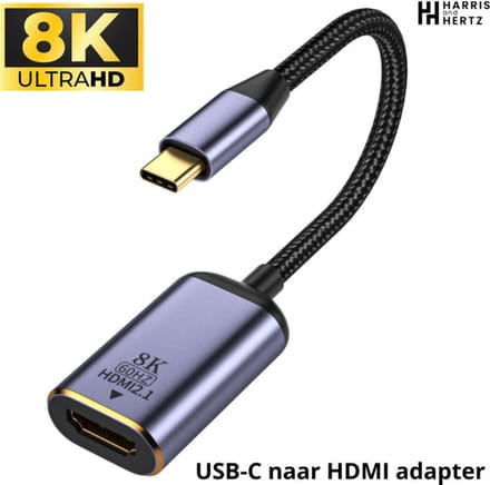 Harris and Herz - USB-C naar HDMI adapterkabel - ondersteunt 8K@60Hz ! - converter - thunderbolt