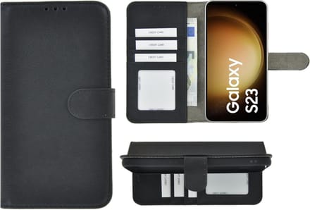 MoDo hoesje Geschikt voor Samsung Galaxy S23 - Kunstleer Book Case - Zwart