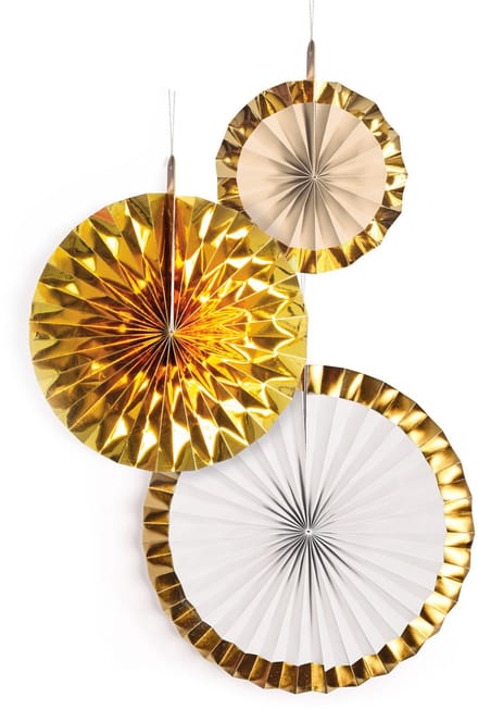 Amscan Waaiers 18/30/38 Cm Papier Goud 3 Stuks