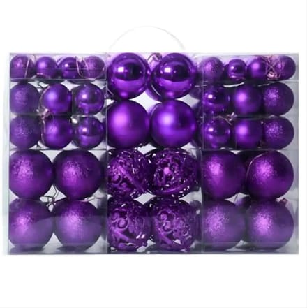 Nivard Kerstballen - Kerstversiering - Plastic - Paars - Kerstballenset - 100 stuks