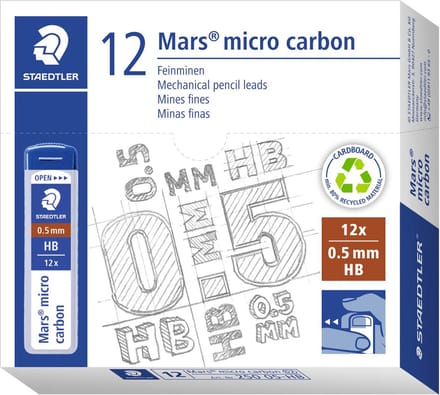 Staedtler - Potloodstift mars micro carbon 0.5 mm hb | 12 stuks