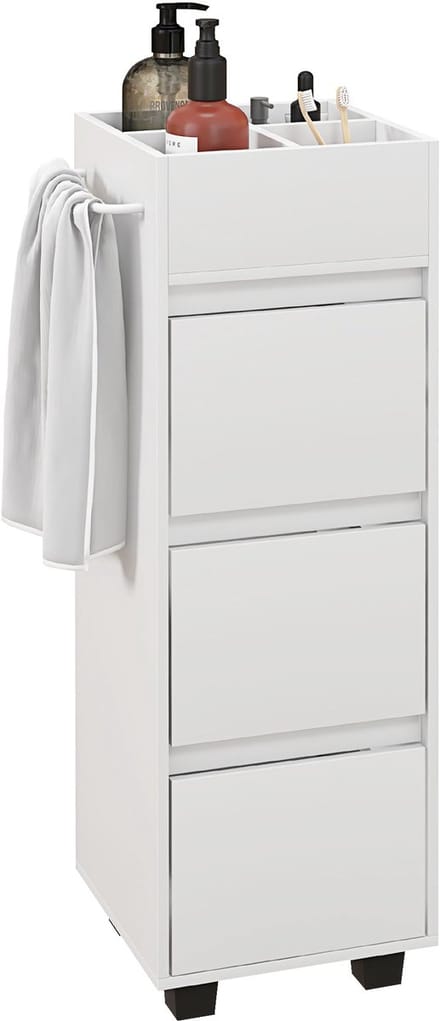HOMCOM-Badkamerkast-35x30x90cm-Panneau de particules-Blanc
