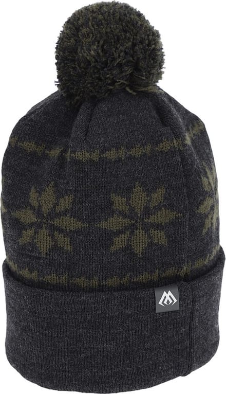 Mikado Beanie Winter Muts – Warme Vis Muts met Pompon – Grijs Groen