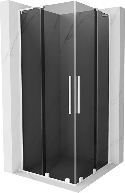 Mexen Velar L Duo douchescherm schuifbaar 80 x 80 , grafiet, wit - 871-080-080-02-43-20