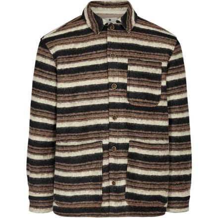 Anerkjendt Akotto wool stripe overshirt chocolate brown