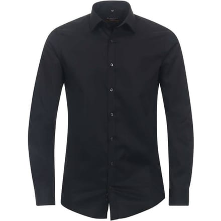 Redmond slim fit overhemd - popeline - zwart