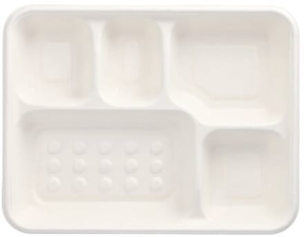 25 Menuschaal, suikerriet pure 5-vaks 3,7 cm x 22 cm x 28,2 cm wit