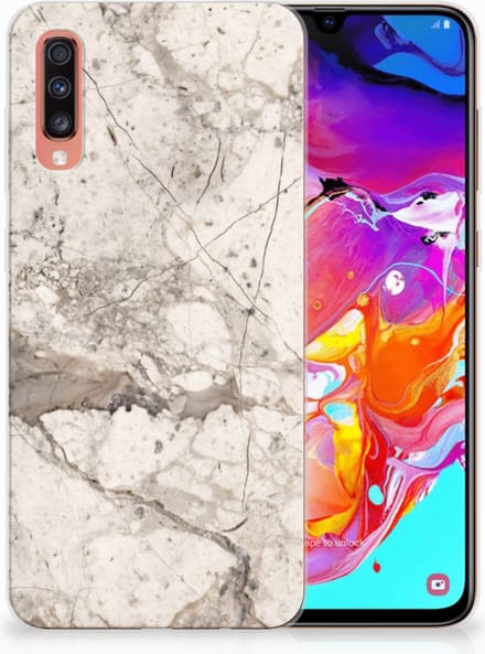 Samsung Galaxy A70 TPU Siliconen Hoesje Marmer Beige