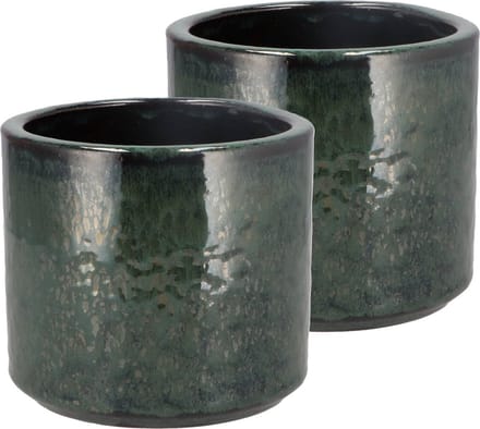 DK Design Bloempot model Green Glaze - 2x - groen - D14 x H15 cm - glanzend