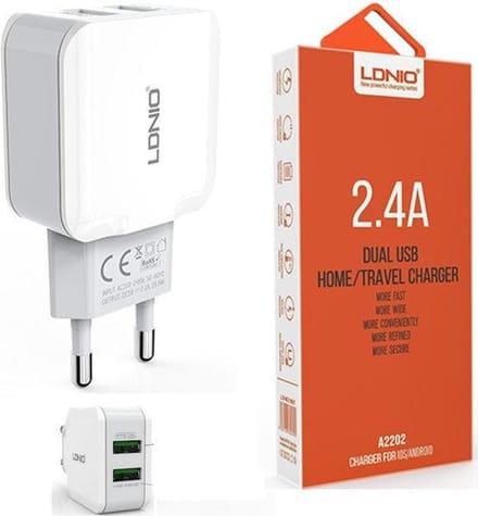 LDNIO A2202 oplader met Geschikt voor: 1 laadsnoer Type C USB Kabel Geschikt voor:Samsung Galaxy A3 A5 2017 A8 A9 2018