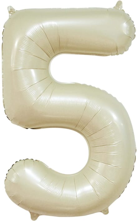 Folieballon 34″ cijfer 5 – Crème