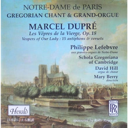 CD MARCEL DUPRÉ / PHILIPPE LEFEBVRE, D - Marcel Dupre Les Vepres de la Vierg HAVPCD170 Herald 1995 Japan Klassiek Gebruikt white