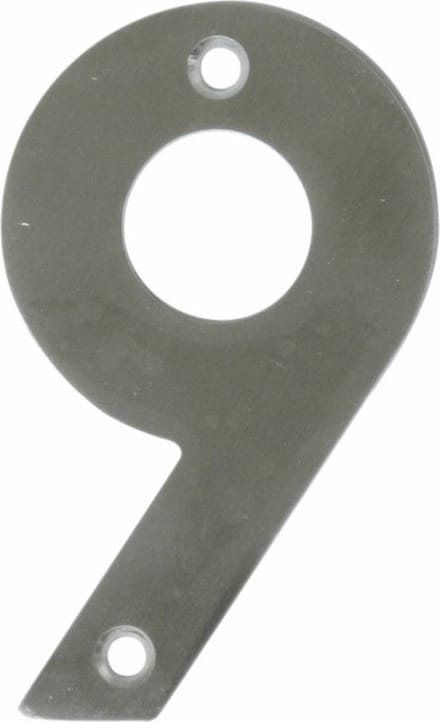 AMIG Huisnummer 9 - massief Inox RVS - 10cm - incl. bijpassende schroeven - zilver