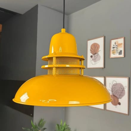 Bamyum Hanglamp Vuurtoren Pendellamp Geel Lamp Ø34 cm Vintage Hanglamp, E27 Fitting