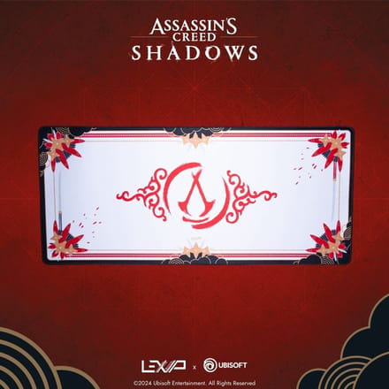 LEXIP X UBISOFT - Assassin's Creed Shadows - Gaming Muismat - 90 cm x 40 cm - Exclusief AC Shadows design - wasbaar - microtextuur - wit, rood