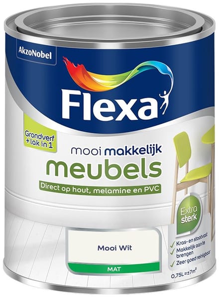 Flexa - Mooi Makkelijk Meubels Mat - Mooi Wit - Mengverf - 750 Ml