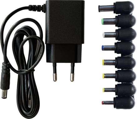 Adapter 12V 1A - 12W voeding - incl. 8 stekkertjes