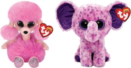 Ty - Knuffel - Beanie Boo's - Camilla Poodle & Eva Elephant