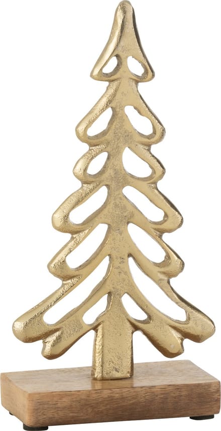 J-Line decoratie Boom Op Voet - aluminium/hout - goud - medium