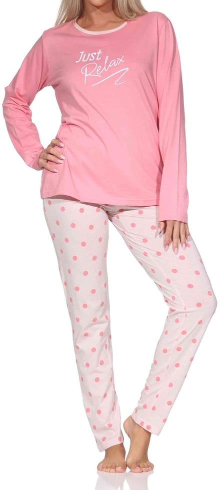 Normann dames pyjama lange mouw in polkadots look