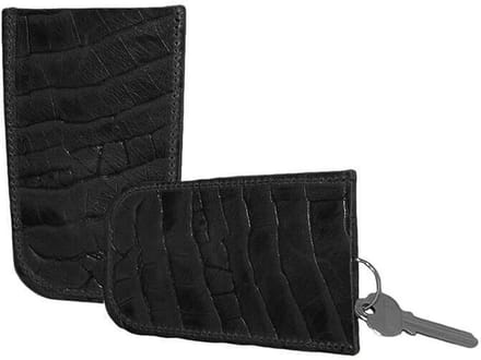 Boodz Leren Klok Sleuteletui Croco Bruin