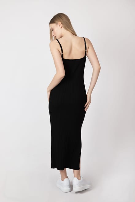 Gebreide Scoop Neck Spaghetti Band Maxi Jurk
