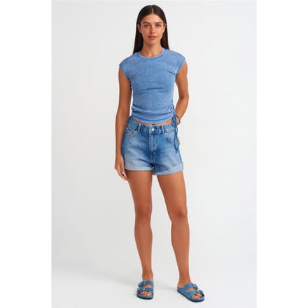 Hoge Taille Katoenen Denim Shorts