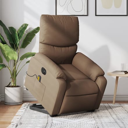 vidaXL - Sta-op-massagestoel - elektrisch - verstelbaar - stof - bruin