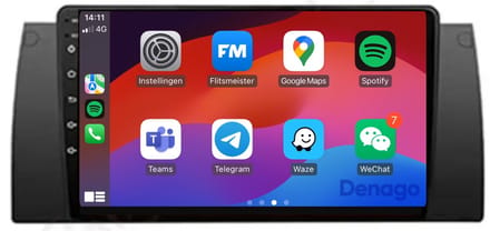 CarPlay autoradio geschikt voor BMW X5 | 1999 t/m 2005 | Android 16 | Draadloos Apple CarPlay & Android Auto | 2GB + 32GB | QuadCore processor | Denago DNG-A301 | 2025 model | 1999 2000 2001 2002 2003 2004 2005 | Bluetooth & Wifi