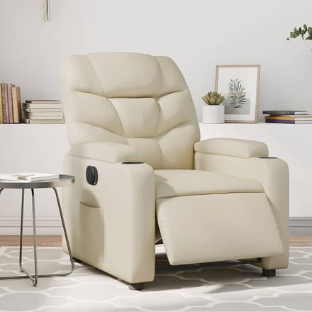 vidaXL - Fauteuil - elektrisch - verstelbaar - kunstleer - crèmekleurig