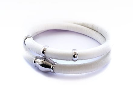 NIEUW! Jolla - dames wikkel armband - zilver - leer - magneetsluiting - bedels - Basic Silver - Wit