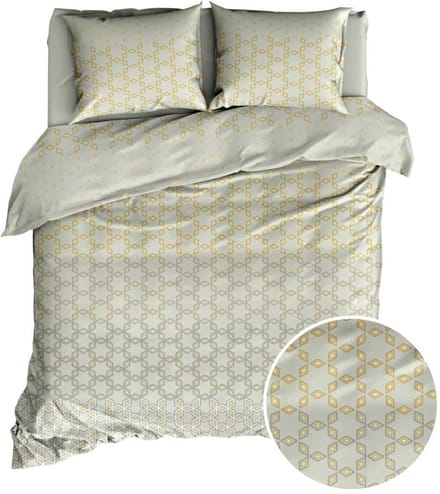SATIN D'OR Satijn Dekbedovertrek 240X200/220 Facett Beige/Grijs