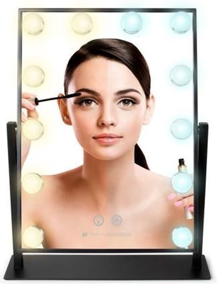 Rio MMHL - Hollywood glamour make up spiegel met 12 LED lampjes - dimbaar - USB oplaadbaar