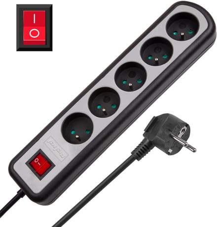 Rebel - Stekkerdoos - 1,5m - 5 Stopcontacten - Kinderbescherming