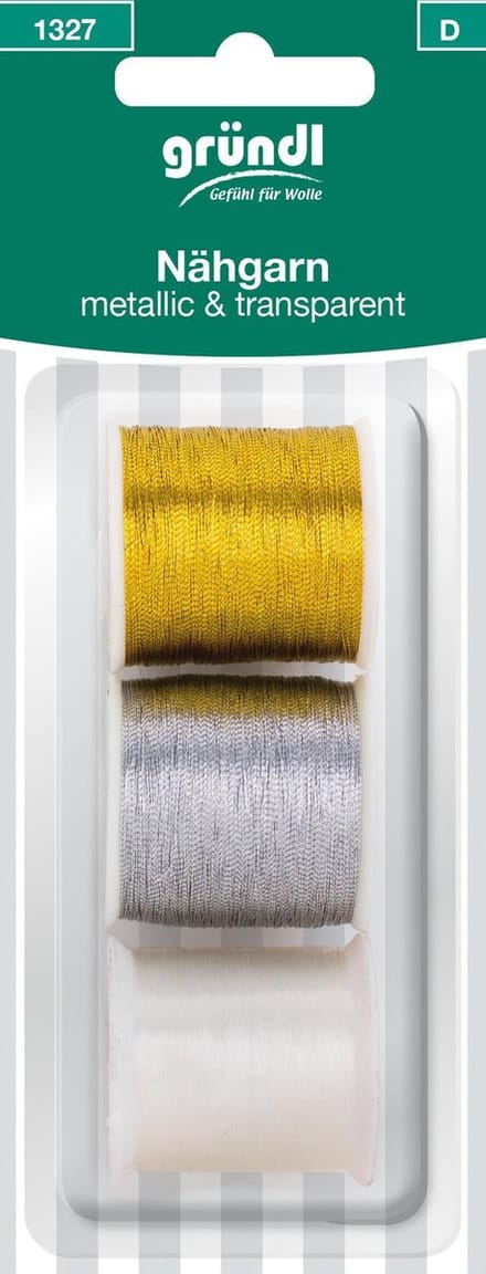 1327 Naaigaren transparant (100% polyester), metallic(100% polyamide) goud, zilver dikte 60/2