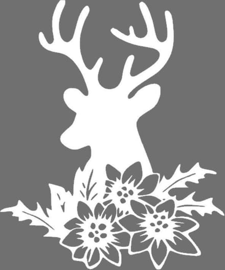 Raamsticker herbruikbaar statisch folie Rendier met bloemen wit 30 x 40cm | Rosami