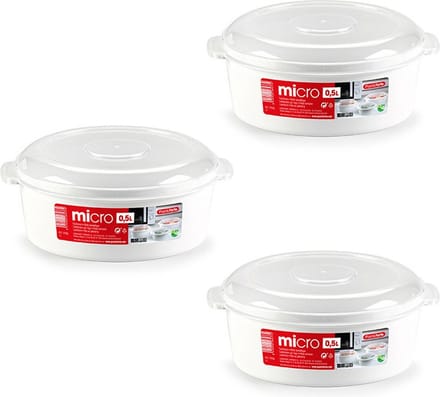Plastic Forte Magnetronschaal - 3x - 500 ml - wit/transparant - kunststof - BPA vrij