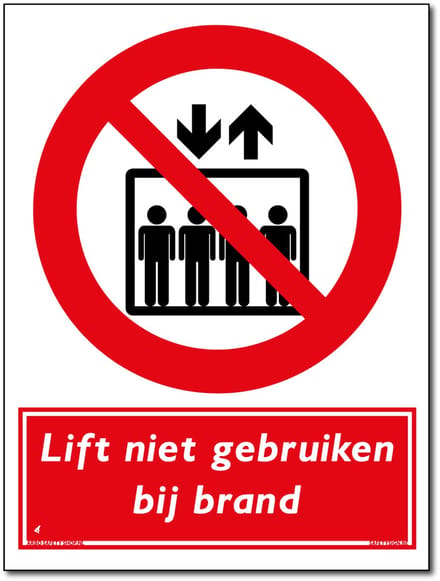 Lift bord - Niet gebruiken bij brand - Forex - 30 x 40 cm