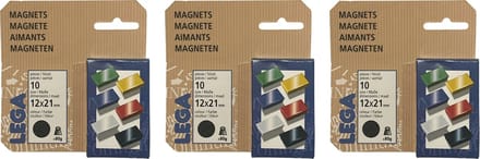 Lega Magneten 12x21mm zwart - 3 x 10 stuks
