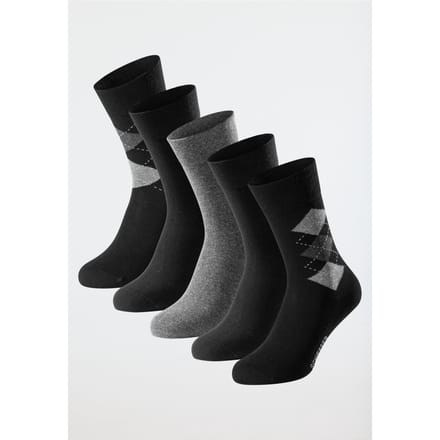 Schiesser Herensokken 5 Pack - Bluebird Heren Sokken - zwart, grijs