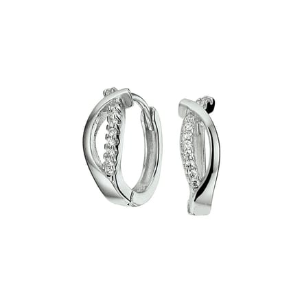 Zilver Gerhodineerd Klapoorringen Zirkonia 1332709