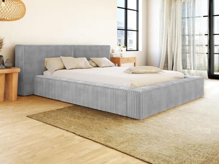 Vente-unique Bed met opbergruimte fluweel lichtgrijs 160 x 200 cm