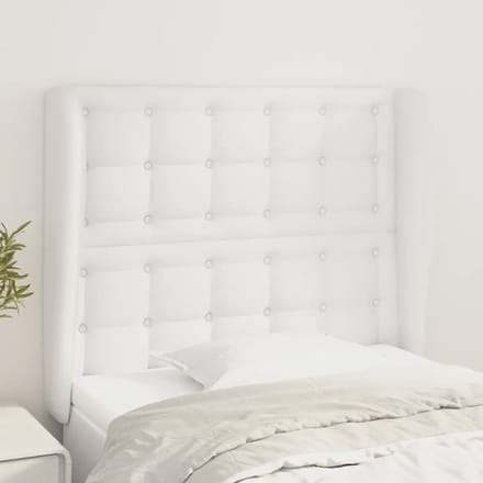 vidaXL - Hoofdbord - met - randen - 93x23x118/128 - cm - kunstleer - wit