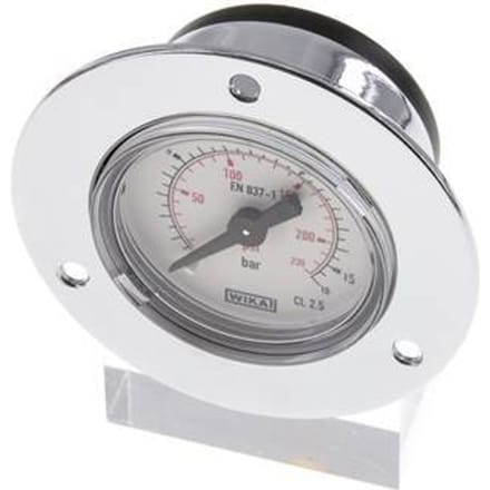 0..16 Bar Paneelmontage Manometer Staal/Messing 40 mm Klasse 2.5 (Voorflens) - MW01640SH-FP