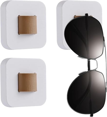 Zonnebril Organizer - Bril Houder - Muur Opslag - Zacht Leer - 3 Stuks - Wit